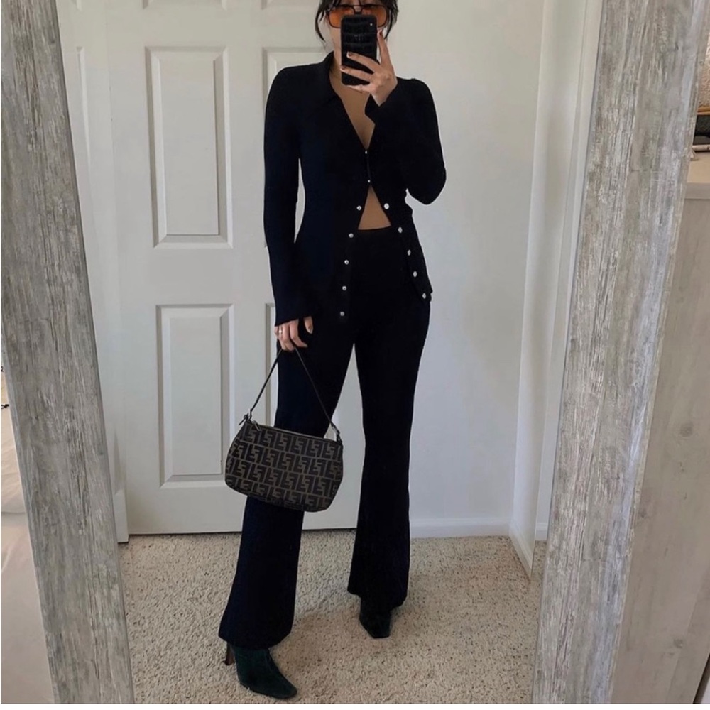 Danielle Bernstein Ribbed Sweater Set Black